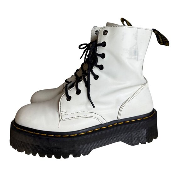 Dr. Martens Shoes - Dr. Martens Jadon Womens White Leather Platform Boots Womens 10
